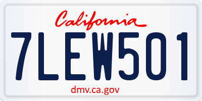 CA license plate 7LEW501