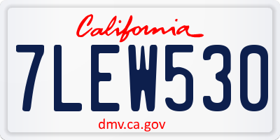 CA license plate 7LEW530