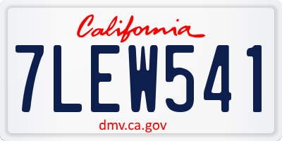 CA license plate 7LEW541