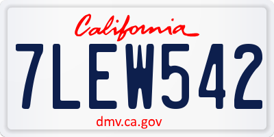 CA license plate 7LEW542