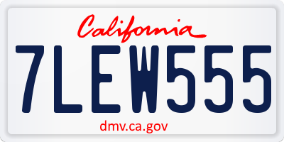 CA license plate 7LEW555
