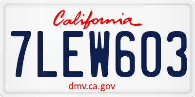 CA license plate 7LEW603