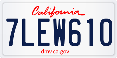 CA license plate 7LEW610