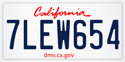 CA license plate 7LEW654