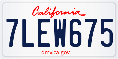 CA license plate 7LEW675