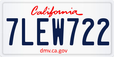 CA license plate 7LEW722