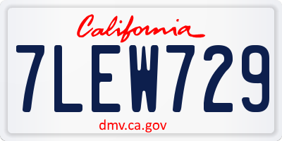 CA license plate 7LEW729