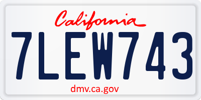 CA license plate 7LEW743