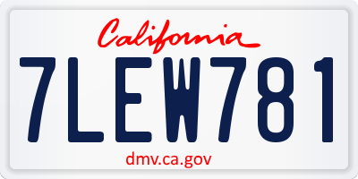CA license plate 7LEW781