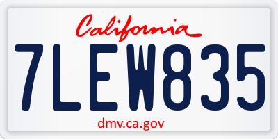 CA license plate 7LEW835