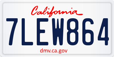 CA license plate 7LEW864