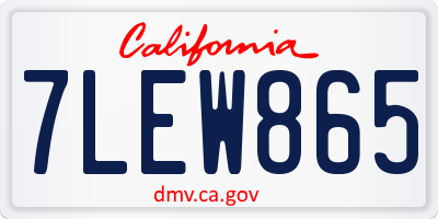 CA license plate 7LEW865