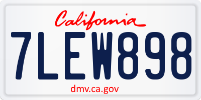 CA license plate 7LEW898