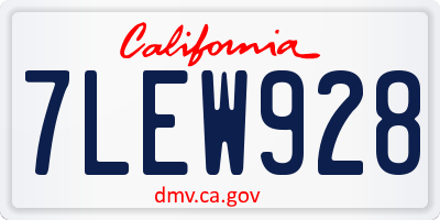 CA license plate 7LEW928
