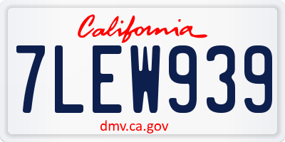 CA license plate 7LEW939