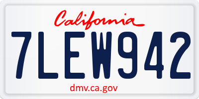 CA license plate 7LEW942