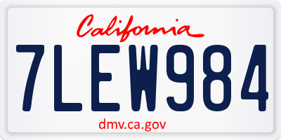 CA license plate 7LEW984
