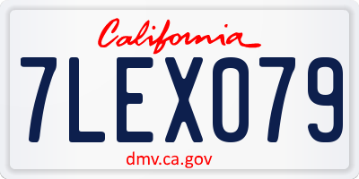 CA license plate 7LEX079