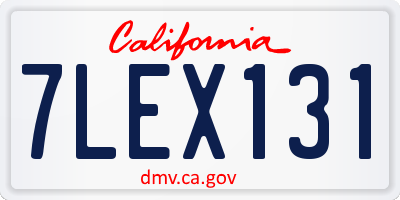 CA license plate 7LEX131