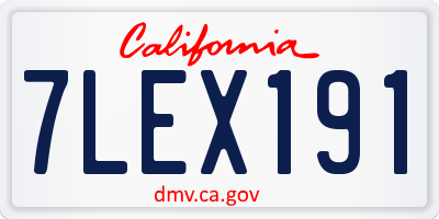 CA license plate 7LEX191