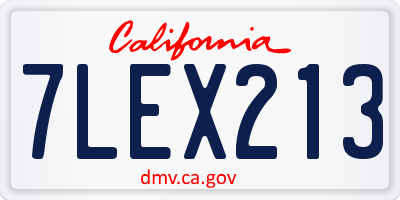 CA license plate 7LEX213
