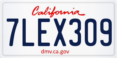 CA license plate 7LEX309