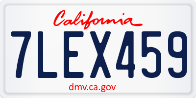 CA license plate 7LEX459