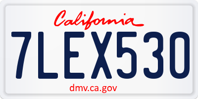 CA license plate 7LEX530