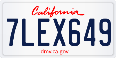 CA license plate 7LEX649