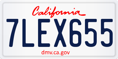 CA license plate 7LEX655