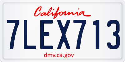 CA license plate 7LEX713