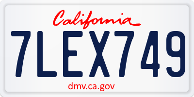 CA license plate 7LEX749