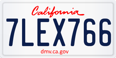 CA license plate 7LEX766