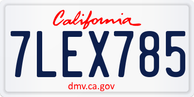 CA license plate 7LEX785