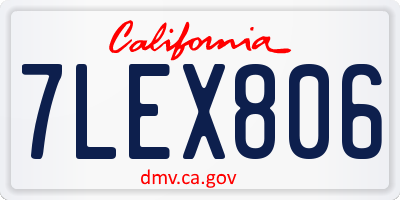 CA license plate 7LEX806