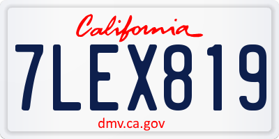 CA license plate 7LEX819