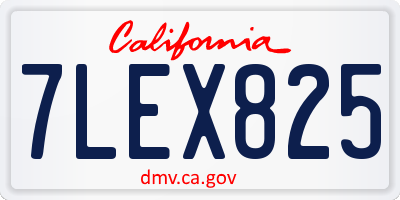 CA license plate 7LEX825