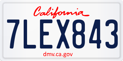 CA license plate 7LEX843