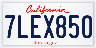 CA license plate 7LEX850