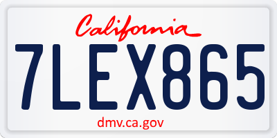 CA license plate 7LEX865
