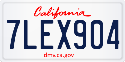 CA license plate 7LEX904