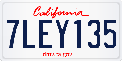CA license plate 7LEY135