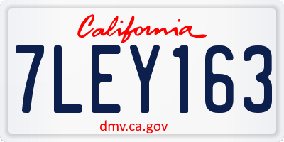 CA license plate 7LEY163