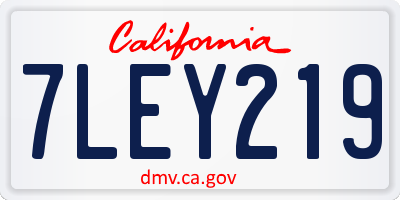 CA license plate 7LEY219