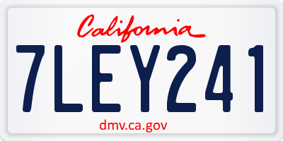 CA license plate 7LEY241
