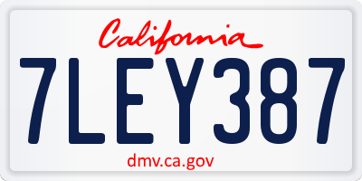 CA license plate 7LEY387
