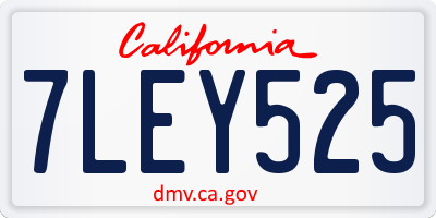 CA license plate 7LEY525
