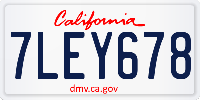 CA license plate 7LEY678