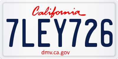 CA license plate 7LEY726