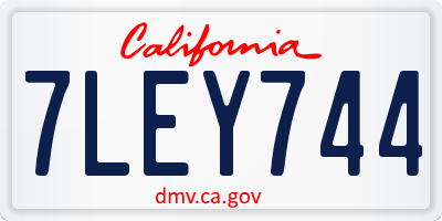 CA license plate 7LEY744